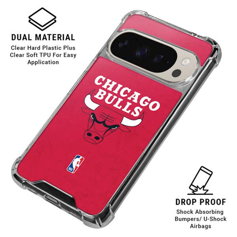 NBA Chicago Bulls Red Distressed Google Pixel 9 Pro XL Clear Case